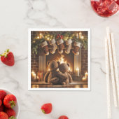 Snuggling Kerstmis Teddy Bears Servet (Insitu)
