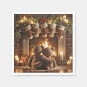 Snuggling Kerstmis Teddy Bears Servet (Voorkant)