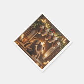 Snuggling Kerstmis Teddy Bears Servet (Hoek)