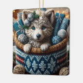 Snuggly de Schattige winterpup Keramisch Ornament (Links)