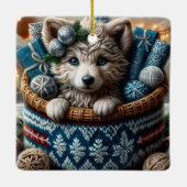 Snuggly de Schattige winterpup Keramisch Ornament (Achterkant)