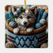 Snuggly de Schattige winterpup Keramisch Ornament (Voorkant)