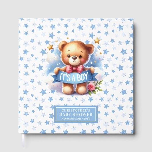 Snuggly Het is een baby shower van een teddybeer Gastenboek (Voorkant)