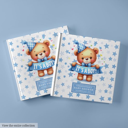 Snuggly Het is een boy teddybeer baby shower keeps Gastenboek