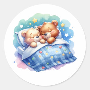 Snuggly Sleeping Panda's in bed Ronde Sticker