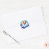 Snuggly Sleeping Panda's in bed Ronde Sticker (Envelop)