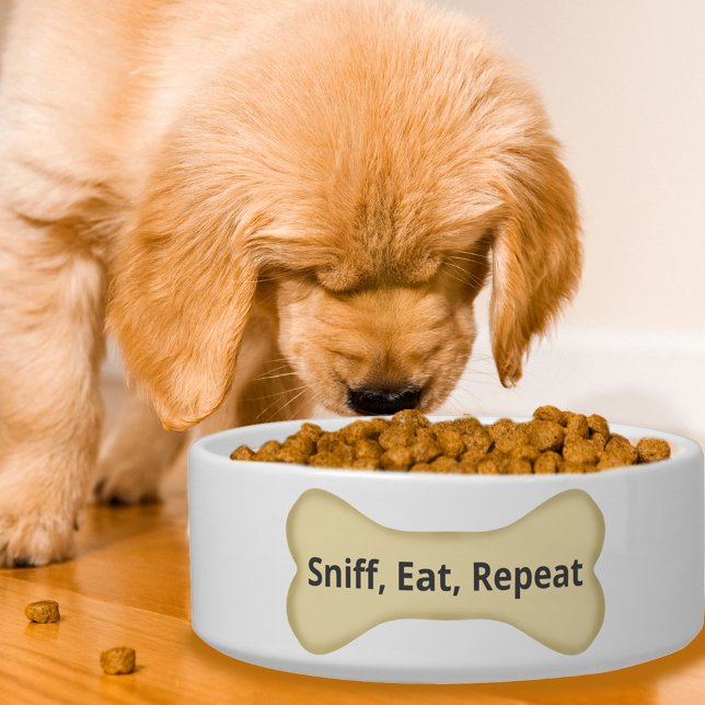 Snuif, Eet, Herhaal, Hondenbot Grappige Hondenkom Voerbakje (The life of the moment you dog goes to his or her food bowl!)