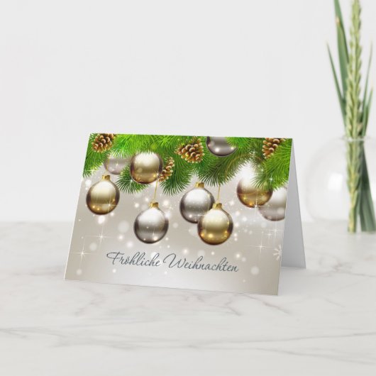 Snuisterijen, pijnboom, kegels Duitse Kerstmis Feestdagen Kaart (Voorkant)