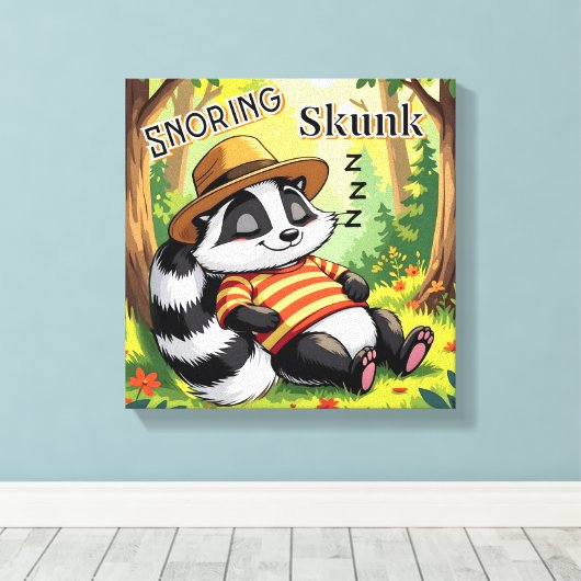 Snuivende Stinkdier | Mooie Cartoon Kinderkamer Ku Canvas Afdruk (Insitu (Houten vloer))