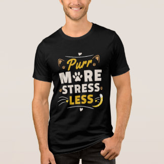 Snurr Meer Stress Minder - Retro Kat Ontwerp Tri-Blend Shirt