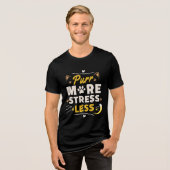 Snurr Meer Stress Minder - Retro Kat Ontwerp Tri-Blend Shirt (Voorkant volledig)