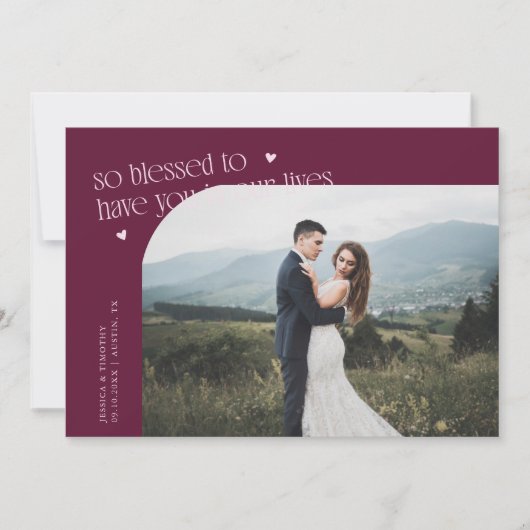 So Blessed Cranberry Wedding Photo Bedankkaart (Voorkant)