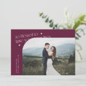 So Blessed Cranberry Wedding Photo Bedankkaart (Staand voorkant)