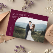 So Blessed Cranberry Wedding Photo Bedankkaart