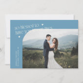 So Blessed Denim Blue Wedding Photo Bedankkaart (Voorkant)