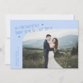 So Blessed Icy Blue Wedding Photo Bedankkaart (Voorkant)
