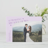 So Blessed Lilac Wedding Photo Bedankkaart (Staand voorkant)