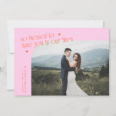 So Blessed Orange Pink Wedding Photo Bedankkaart (Voorkant)