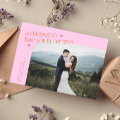 So Blessed Orange Pink Wedding Photo Bedankkaart