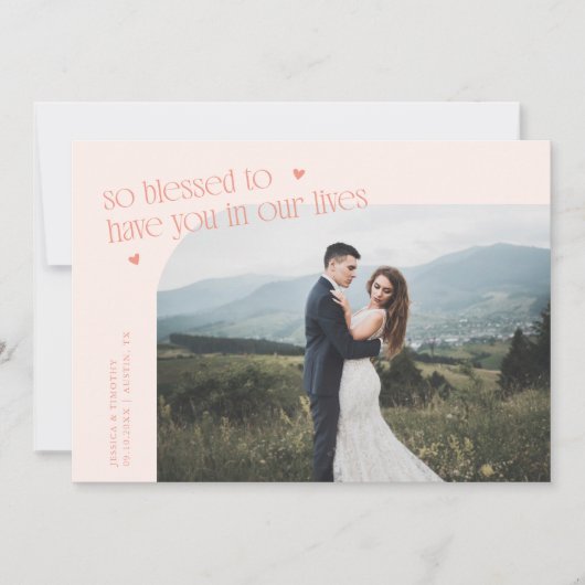 So Blessed Peach Wedding Photo Bedankkaart (Voorkant)