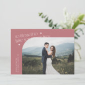 So Blessed Pink Wedding Photo Bedankkaart (Staand voorkant)