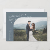 So Blessed Slate Blue Wedding Photo Bedankkaart (Voorkant)