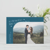 So Blessed Teal Wedding Photo Bedankkaart (Staand voorkant)
