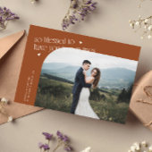 So Blessed Terracotta Wedding Photo Bedankkaart