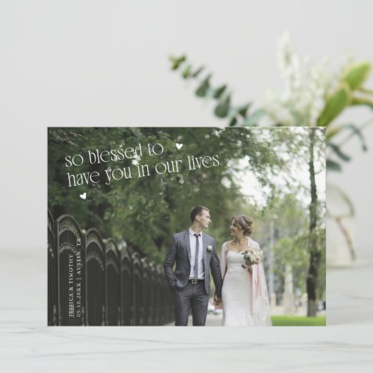 So Blessed Wedding Photo Thank You Card Bedankkaart (Staand voorkant)
