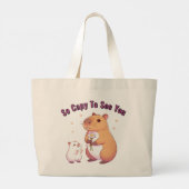 So Capy To See You – Cute Capybara Art Grote Tote Bag (Achterkant)
