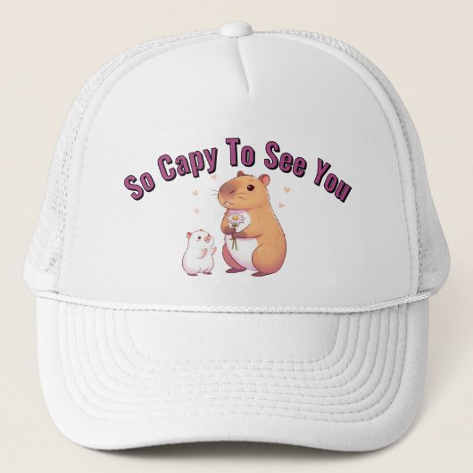 So Capy To See You – Cute Capybara Art Trucker Pet (Voorkant)