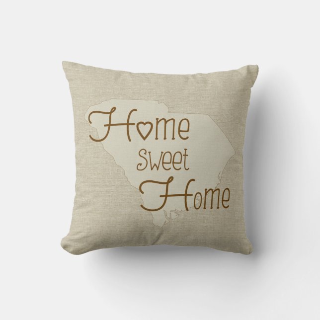 So Carolina - Home Sweet Home burlap-look met naam Kussen (Voorkant)