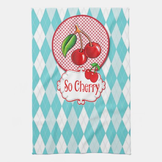 "So Cherry" Retro theedoek. Theedoek (Verticaal)