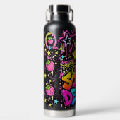 So Demure™ Aardbei Graffiti Meisje | 32 oz Zwart  Waterfles (Voorkant)