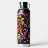 So Demure™ Aardbei Graffiti Meisje | 32 oz Zwart  Waterfles (Achterkant)