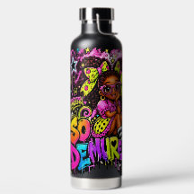 So Demure™ Aardbei Graffiti Meisje | 32 oz Zwart