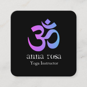 *~* So Elegant Modern Yoga Instructor Om Symbol Vierkante Visitekaartje
