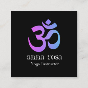 *~* So Elegant Modern Yoga Instructor Om Symbol Vierkante Visitekaartje
