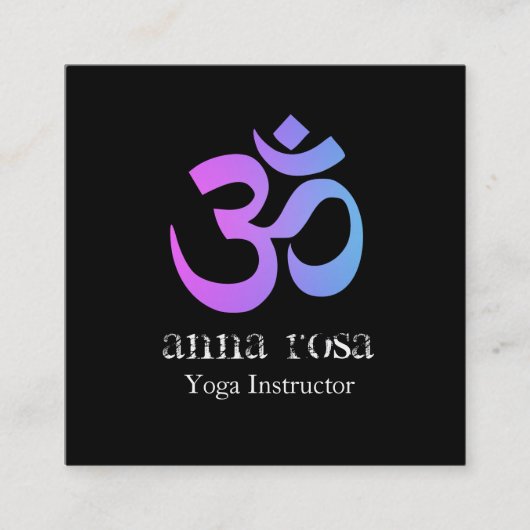 *~* So Elegant Modern Yoga Instructor Om Symbol Vierkante Visitekaartje (Voorkant)