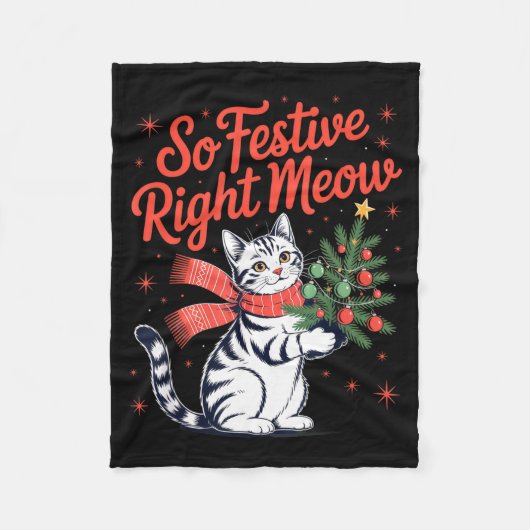 So Festive Right Meow Cat Lovers Celebrating Chris Fleece Deken (Voorkant)