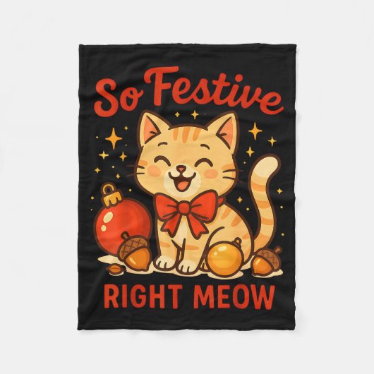 So Festive Right Meow Kawaii Cat Christmas Santa H Fleece Deken (Voorkant)