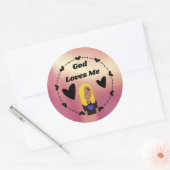 So Glam God Loves Me Fancy Classic Round Sticker (Envelop)