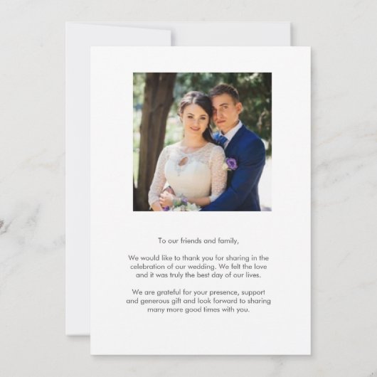 So Grateful Modern Wedding Photo Thank You Card Bedankkaart (Achterkant)