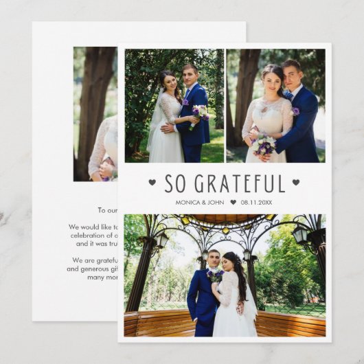 So Grateful Modern Wedding Photo Thank You Card Bedankkaart (Voorkant / Achterkant)
