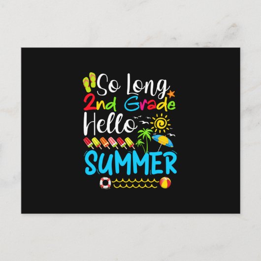 So Long 2nd Grade Hello Summer Last Day Of School. Aankondigingskaart (Voorkant)
