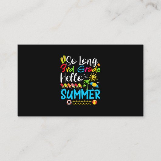 So Long 3rd Grade Hello Summer Last Day Of School. Visitekaartje (Voorkant)