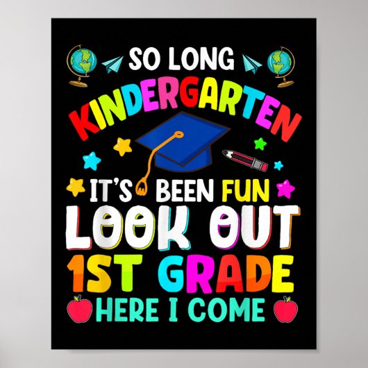So Long Kindergarten Afstuderen Afstudeerder Teach Poster (Voorkant)