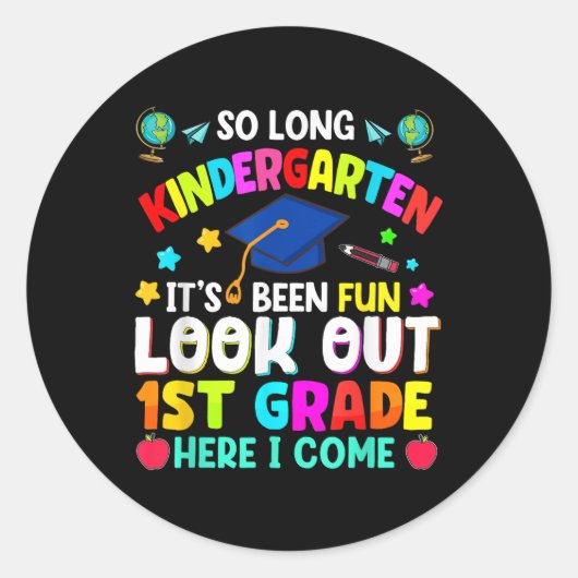 So Long Kindergarten Afstuderen Afstudeerder Teach Ronde Sticker (Voorkant)