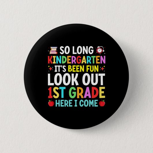 So Long Kindergarten Afstuderen Afstuderen Leraar Ronde Button 5,7 Cm (Voorkant)