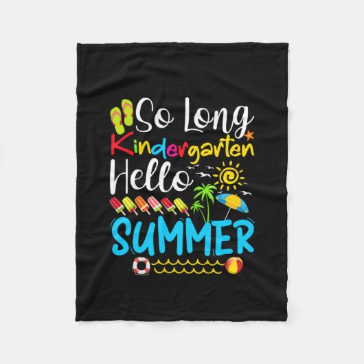 So Long Kindergarten Grade Hello Summer Fleece Deken (Voorkant)